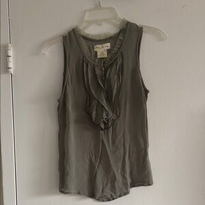 Anthropologie sheer ruffle Top in sage